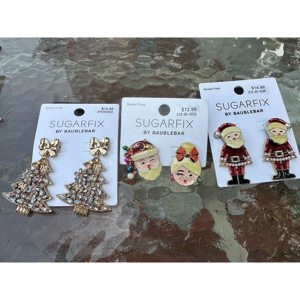 Sugarfix By Baublebar Dangling Christmas Earrings, 3 Sets